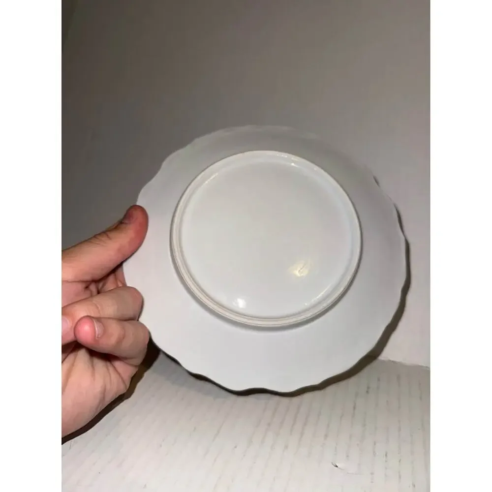 Vintage Porcelain Forget-Me-Not Scalloped Plate
